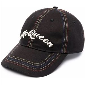 Alexander McQueen embroidered logo black hat medium size brand new